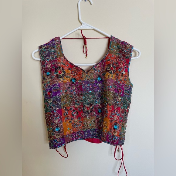 Red and Teal Lehenga - Three Pieces (Blouse, Lehenga Skirt, and Dupatta) - Picture 2 of 11